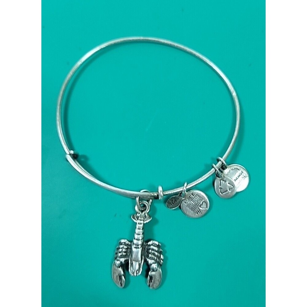 Alex And Ani Sea Lobster Adjustable Bangle Bracelet With Charm Silver Tone